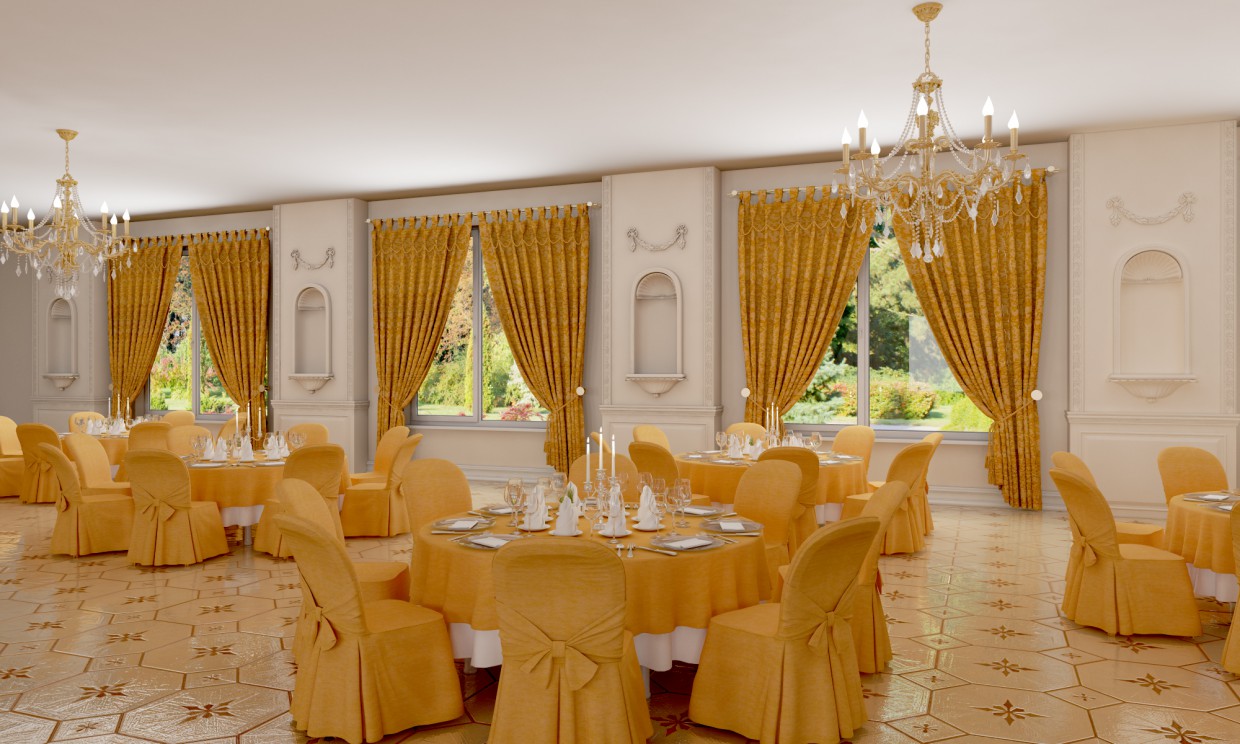 Salle de banquet dans 3d max vray image