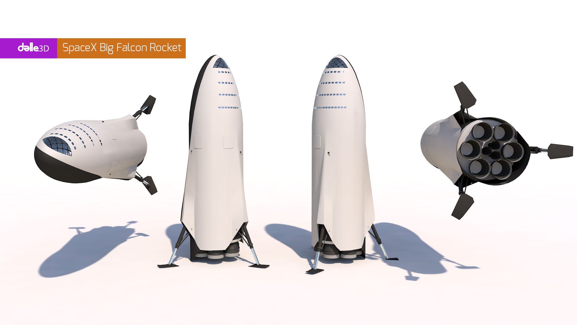 SpaceX Büyük Şahin Roketi in Cinema 4d maxwell render resim