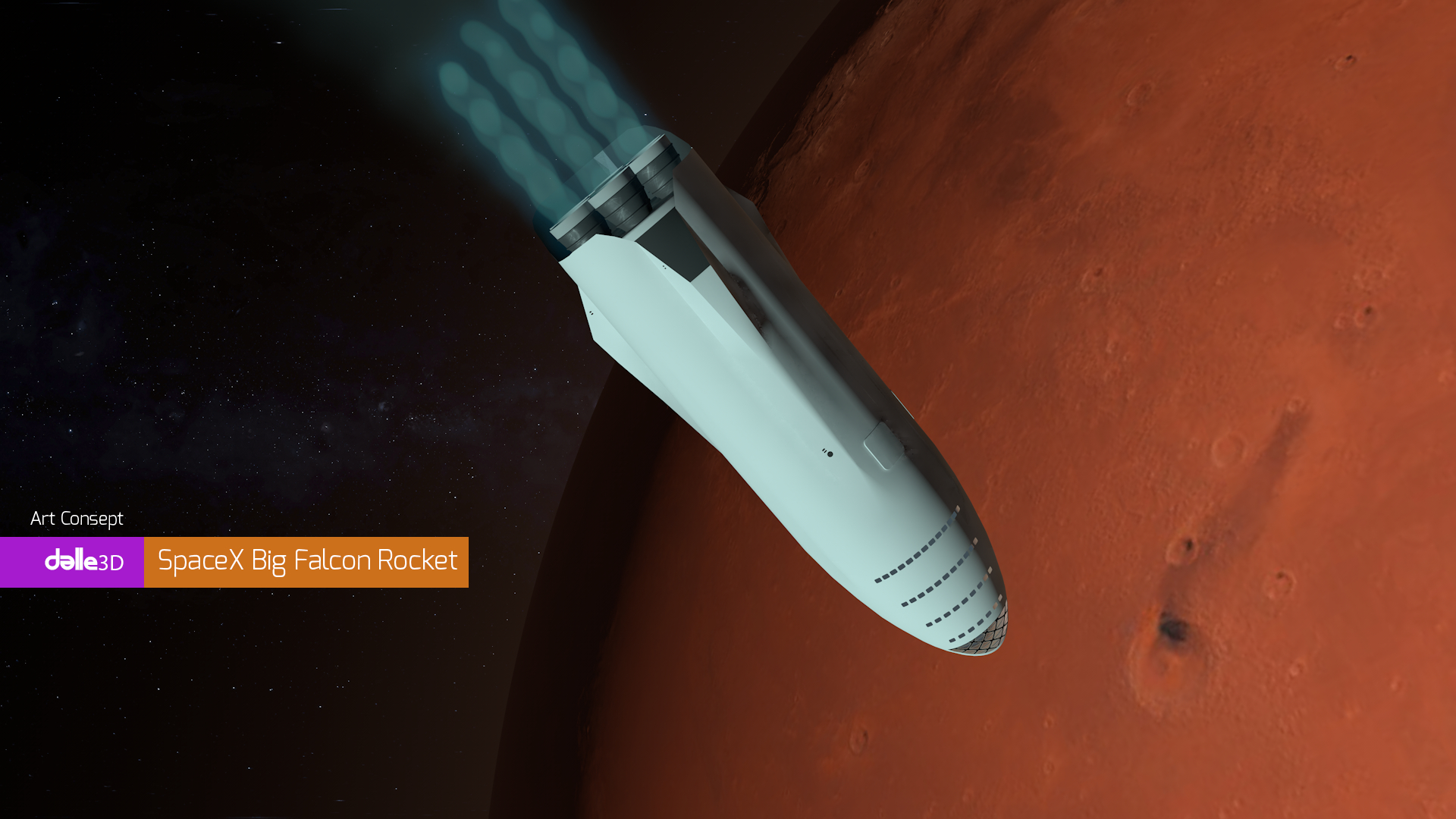 imagen de SpaceX Big Falcon Rocket en Cinema 4d maxwell render