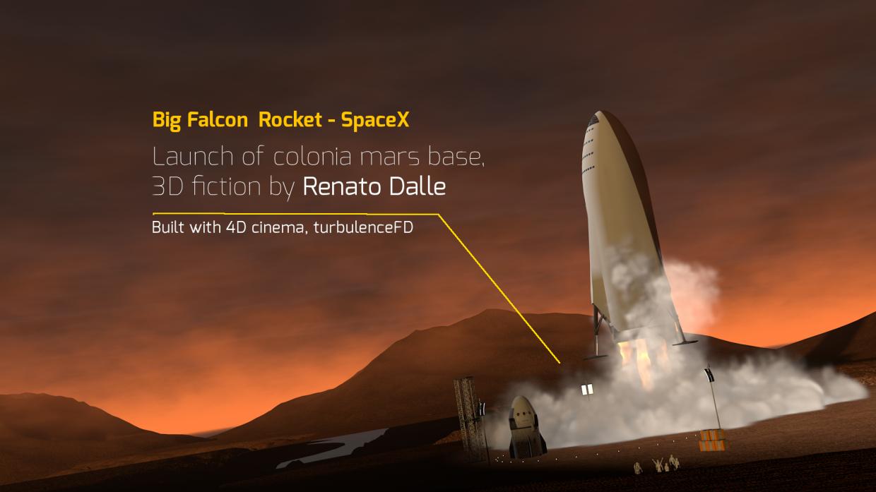 SpaceX Büyük Şahin Roketi in Cinema 4d maxwell render resim