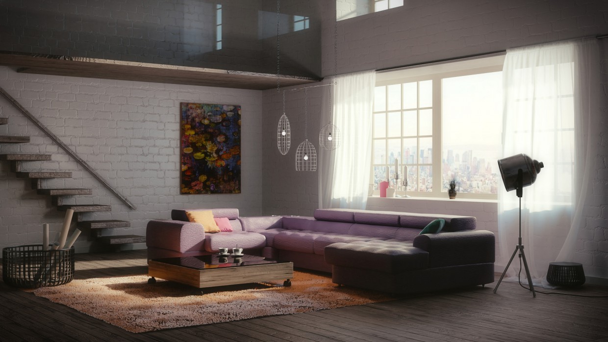 Frammento di un appartamento bilivello in Blender cycles render immagine