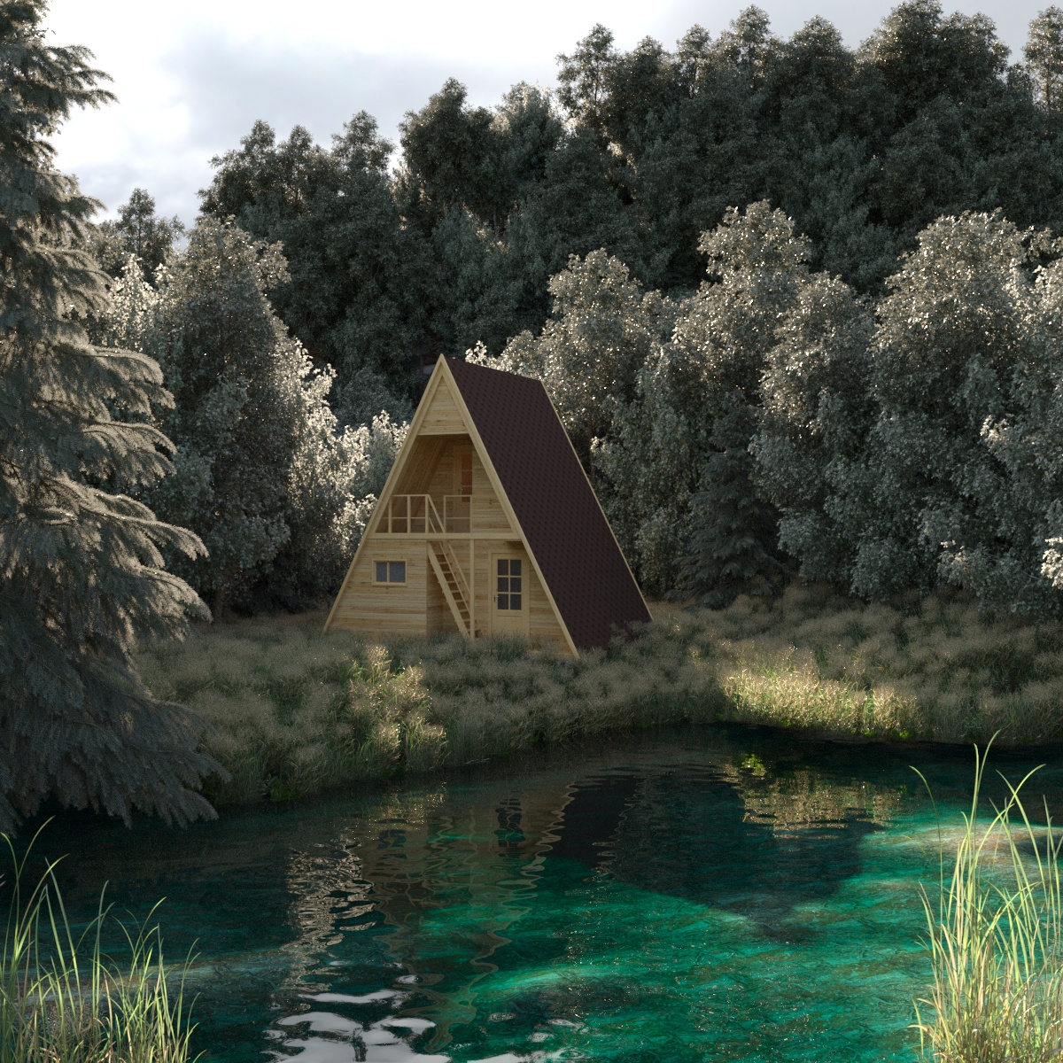 Casa in una foresta in 3d max corona render immagine