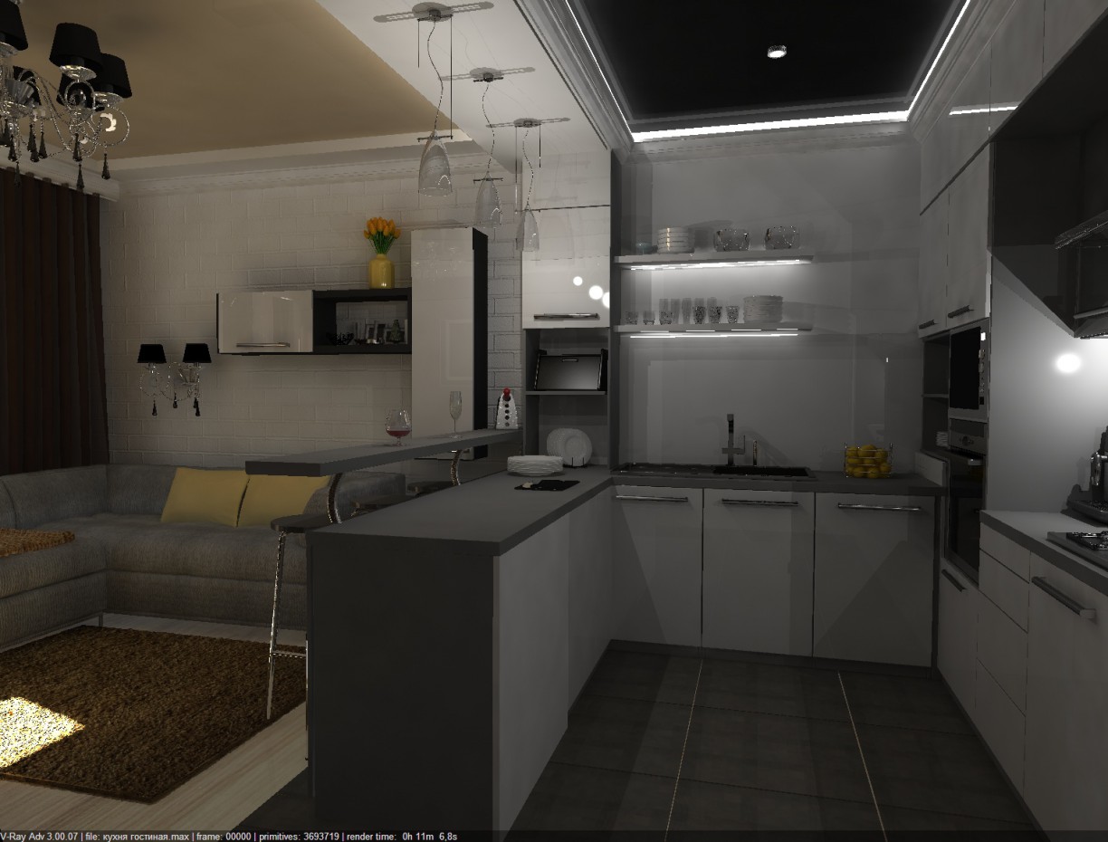 Cuisine-salon dans 3d max vray 3.0 image