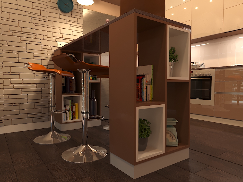 Cucina in toni di caffè in 3d max corona render immagine