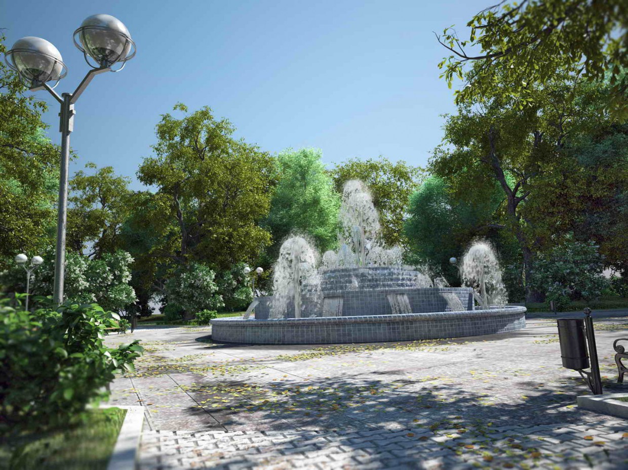 imagen de embellecimiento de una plaza en 3d max vray