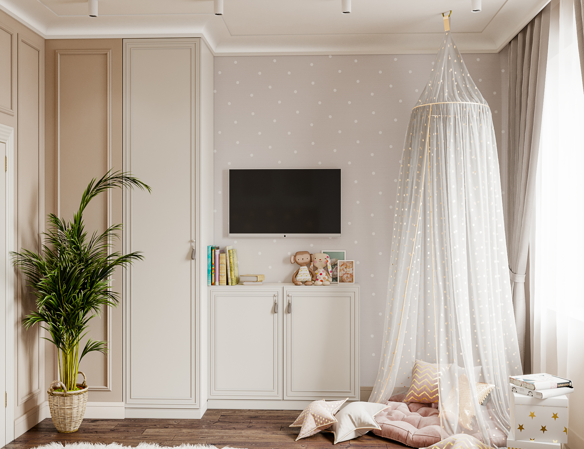 Chambre d’enfant pour une fille dans 3d max corona render image