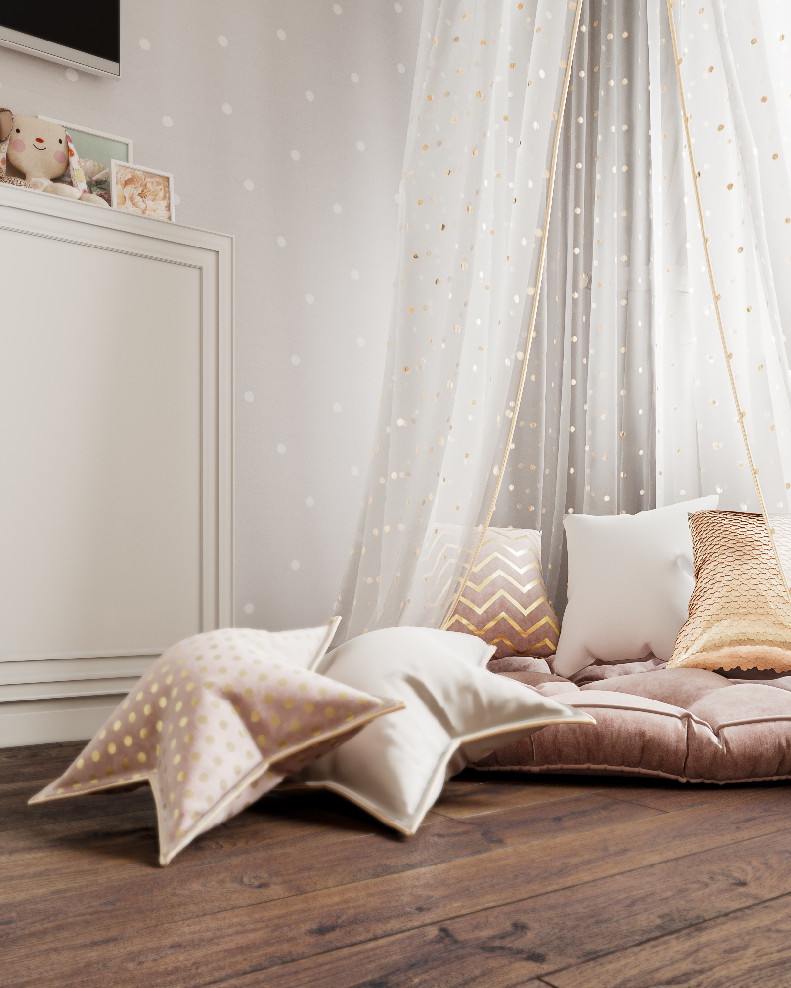 Chambre d’enfant pour une fille dans 3d max corona render image