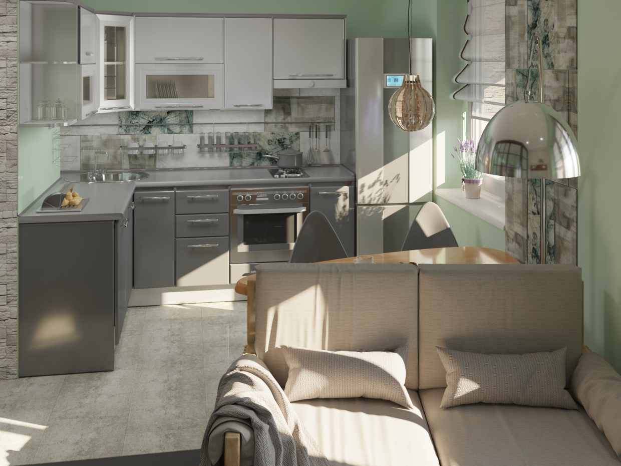 Studio apartment in 3d max corona render image