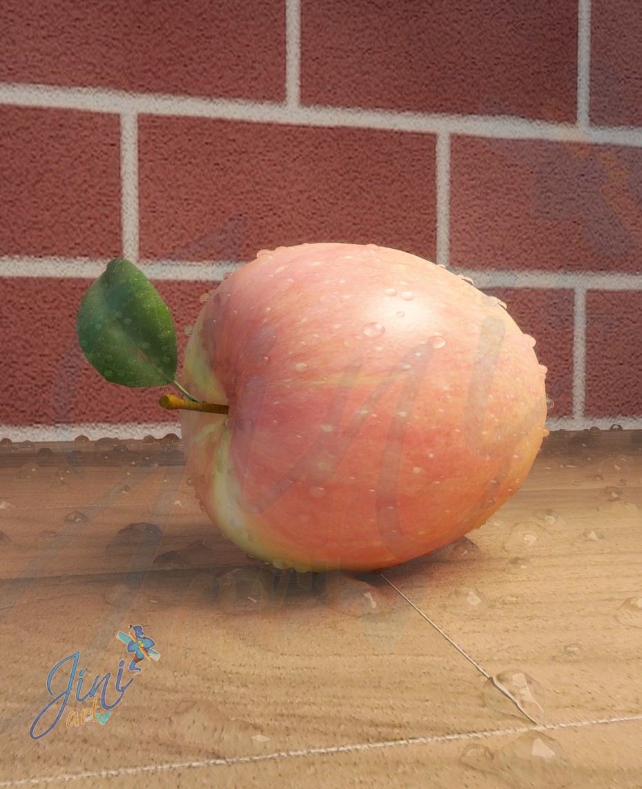 Apple avec goutte d’eau dans 3d max vray 3.0 image