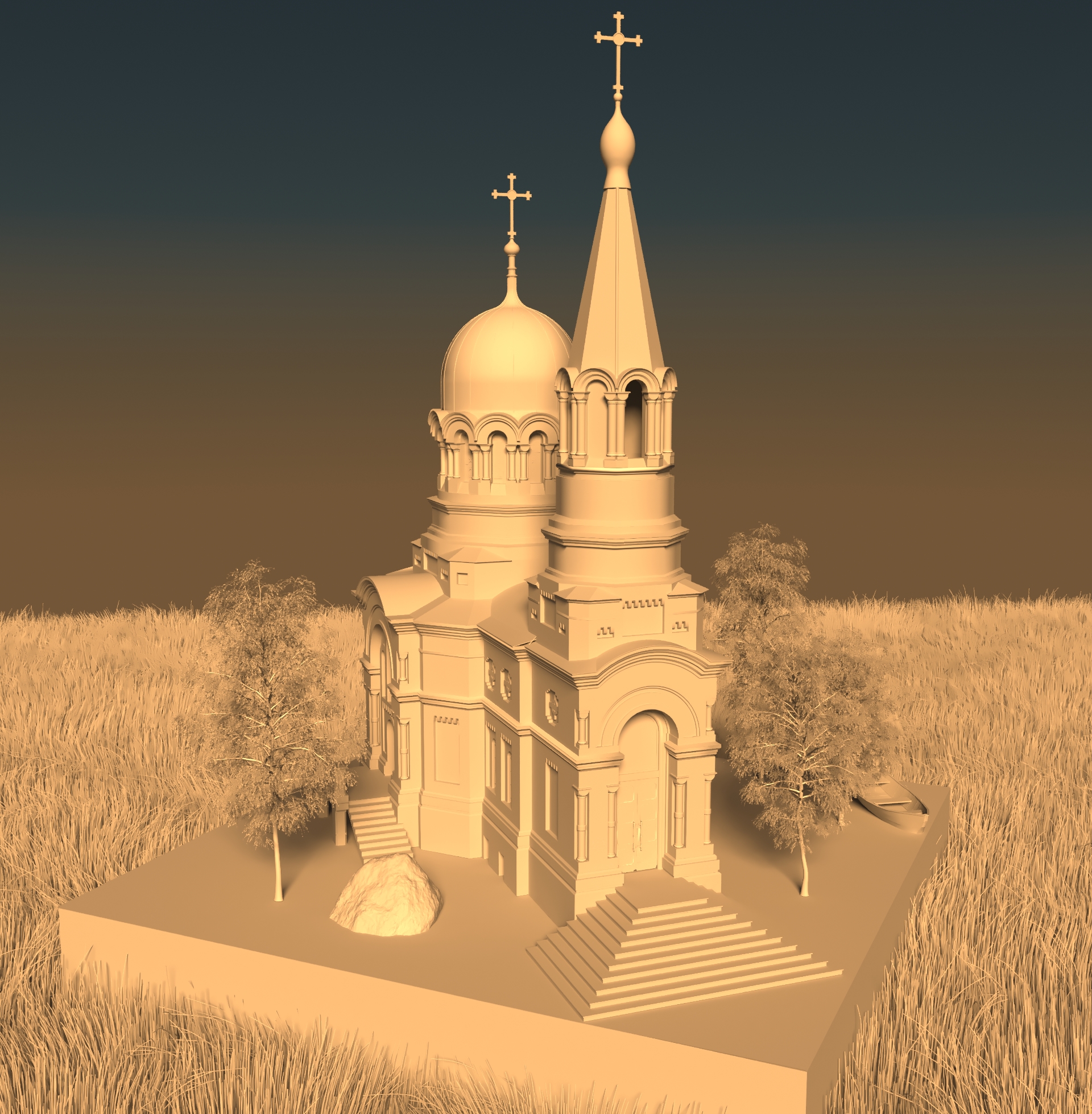 Chiesa sottomarina in 3d max corona render immagine