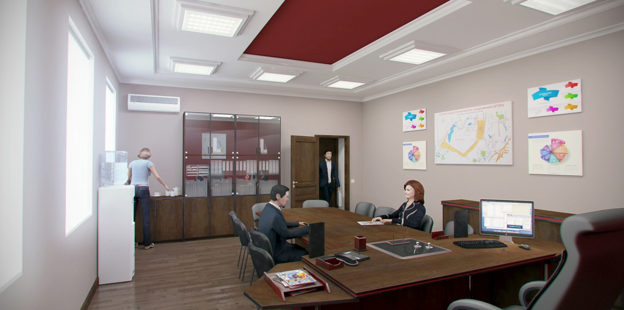 Office için su soğutucu tasarım projesi in 3d max vray resim