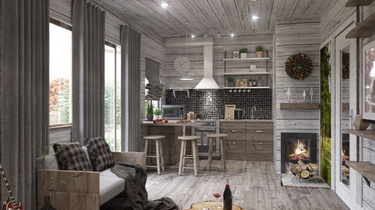 Intérieur de la maison modulaire dans 3d max corona render image