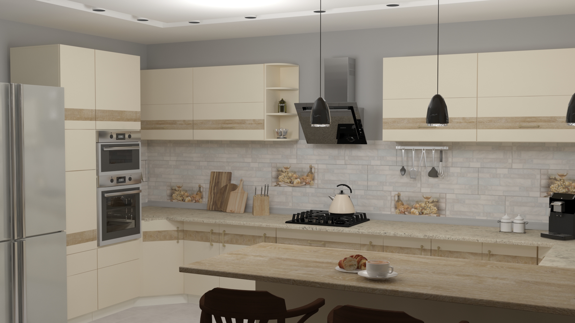 Cozinha-sala de jantar em 3d max vray 3.0 imagem