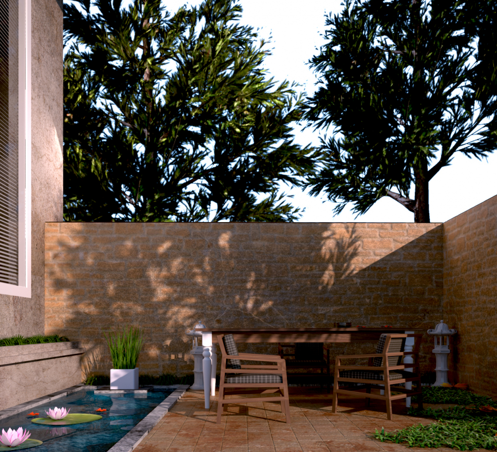 Giardino dietro la casa in 3d max vray 3.0 immagine