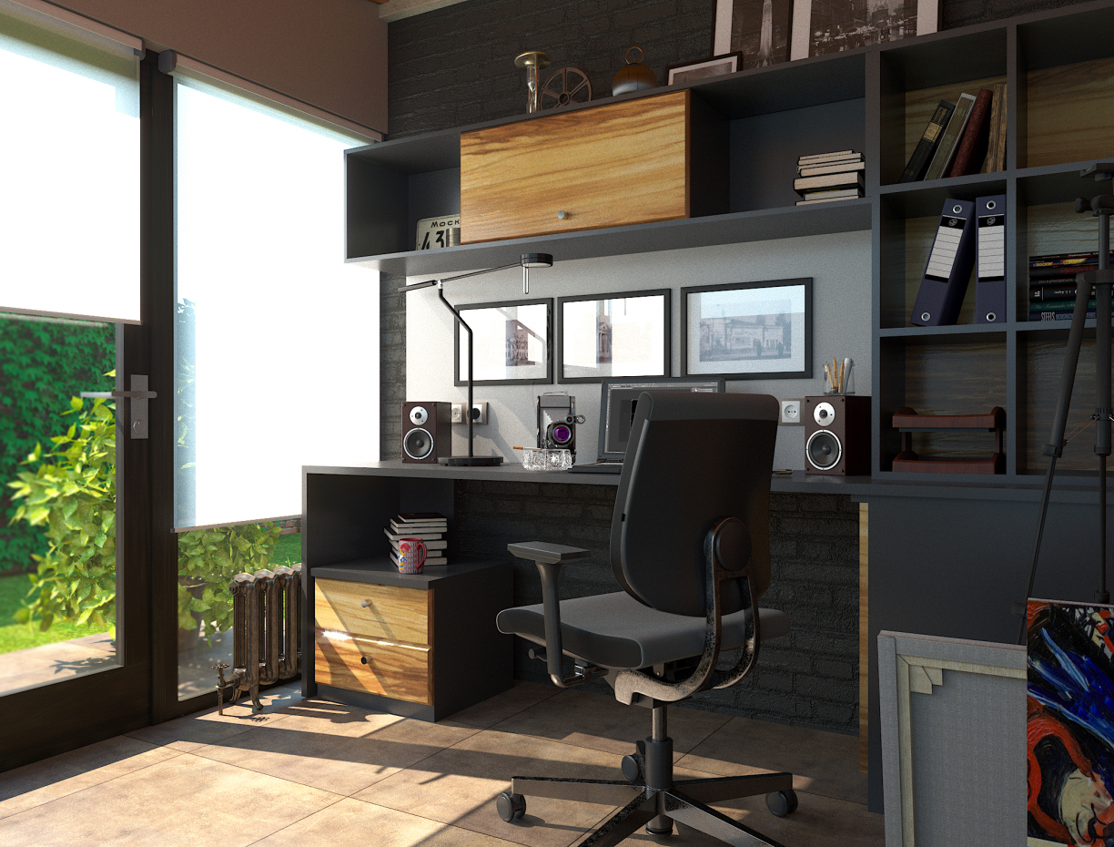 Salle de bureau dans 3d max corona render image