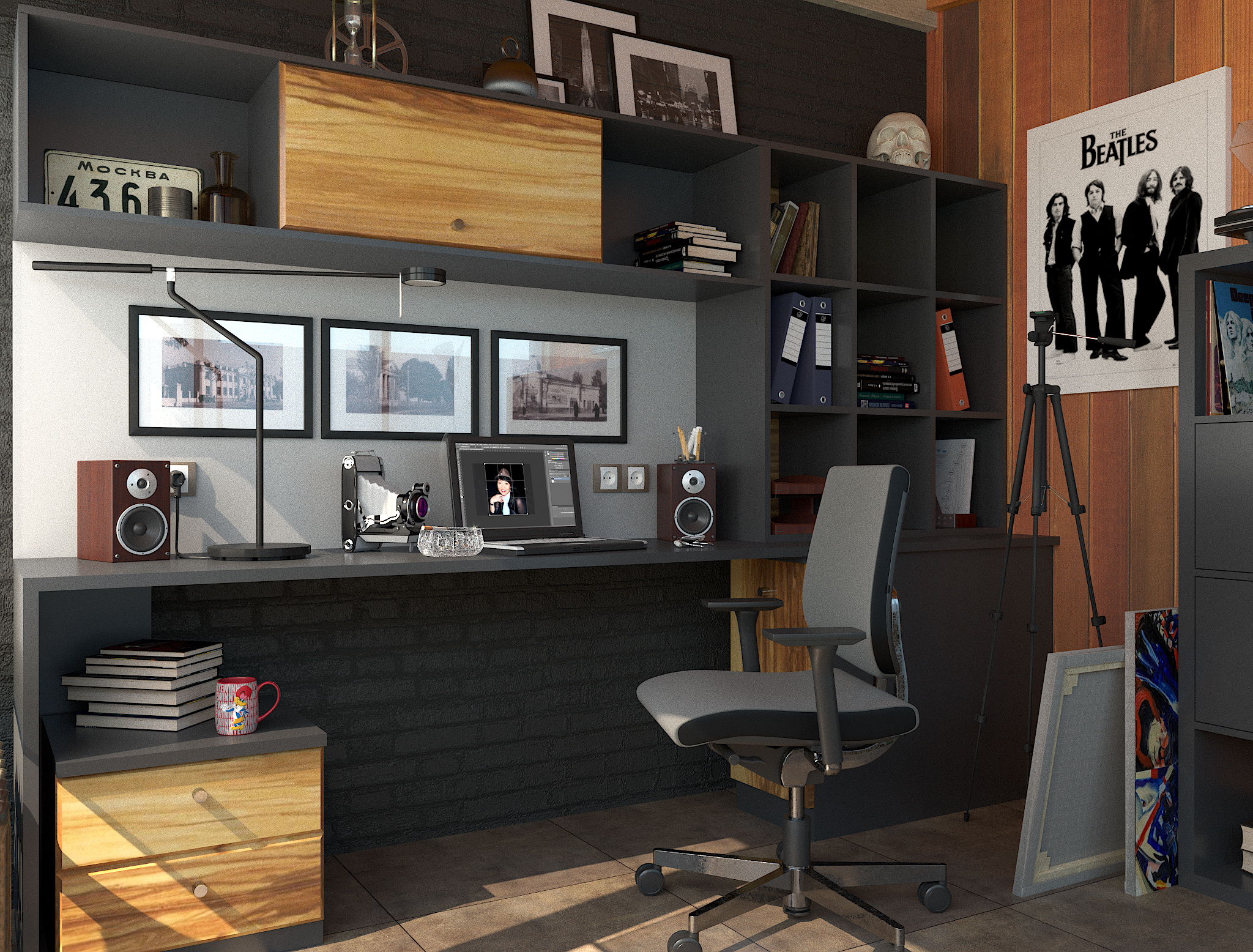 Salle de bureau dans 3d max corona render image