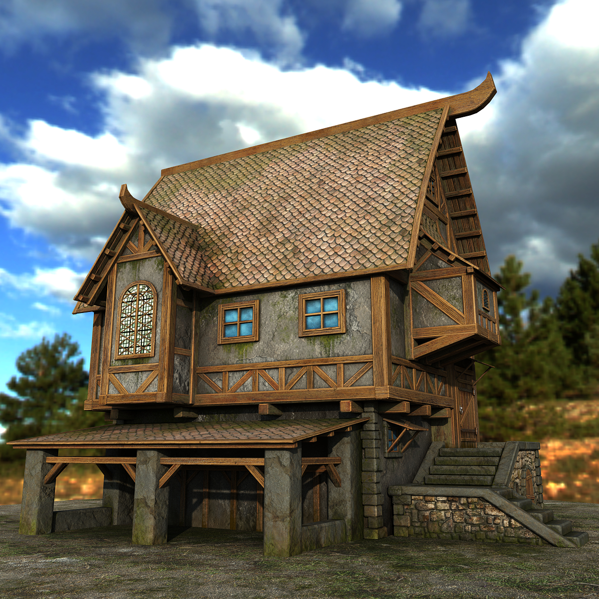 Landhaus in 3d max vray 3.0 Bild