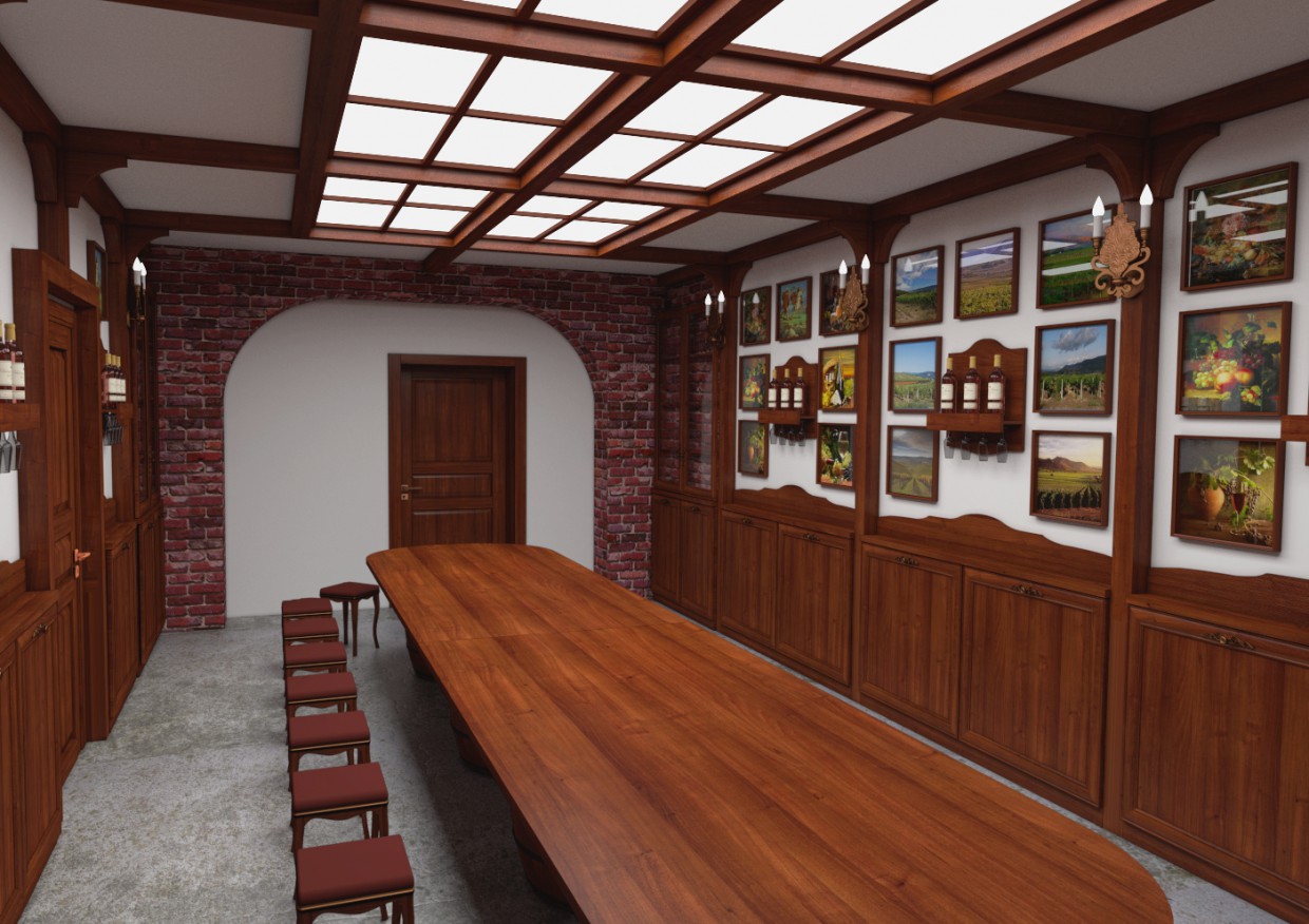 Zentrum der Weinkultur Wein Verkostung Hall von Sewastopol. in Blender cycles render Bild