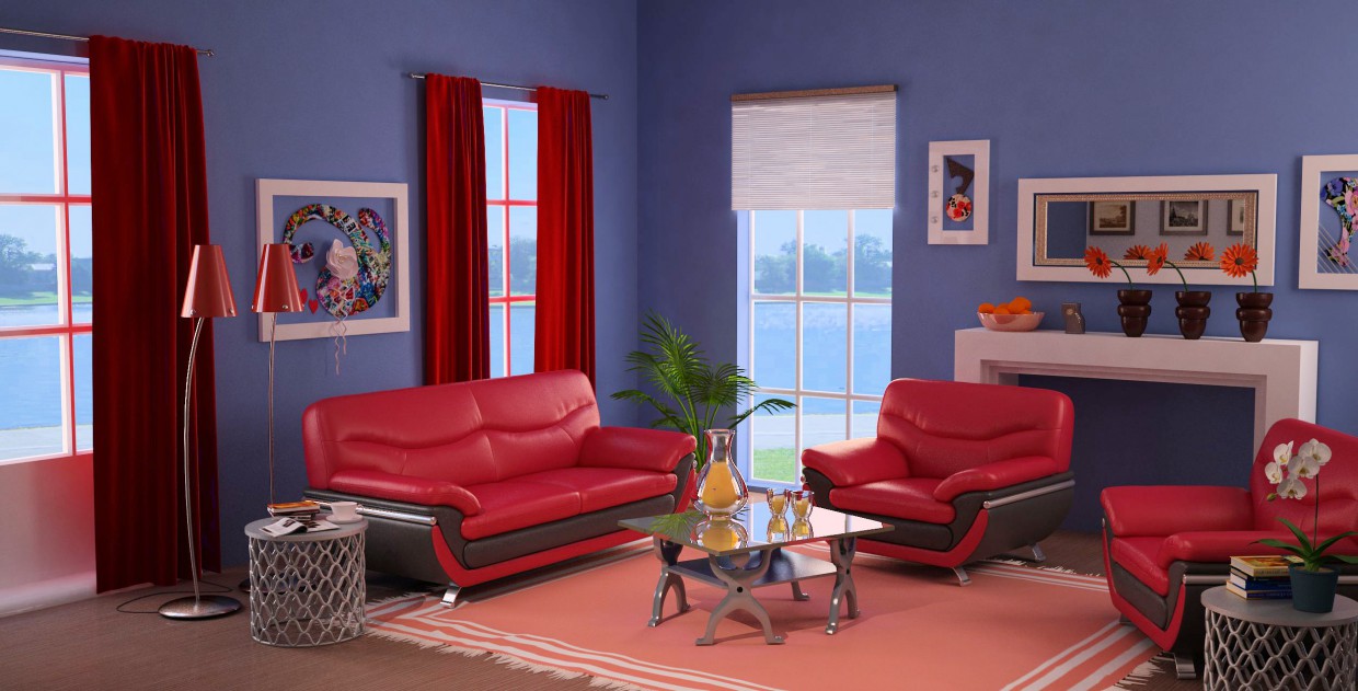 imagen de azul-rojo en 3d max vray