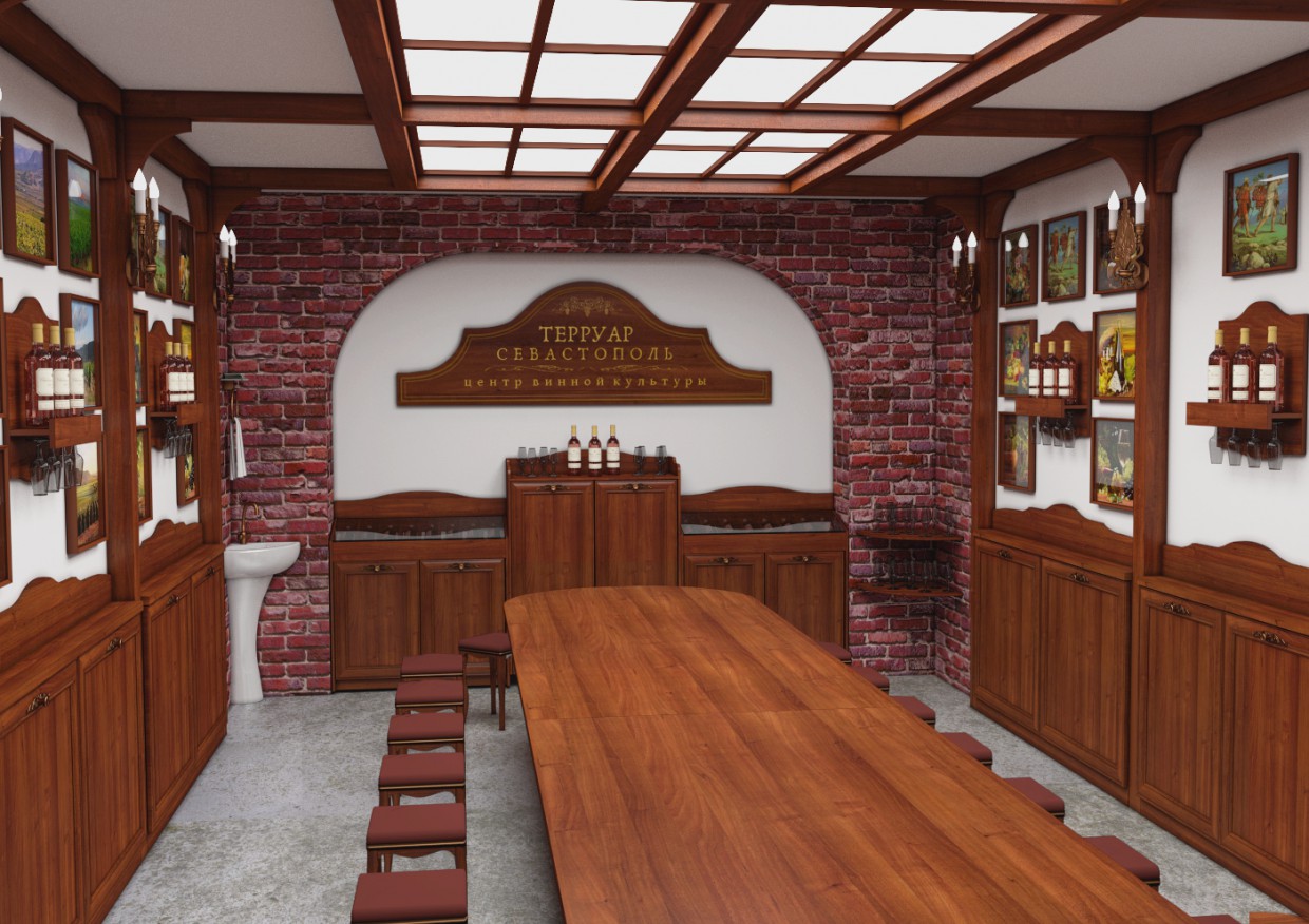 Centre de culture du vin, Sébastopol, degustacinnyj Hall dans Blender cycles render image