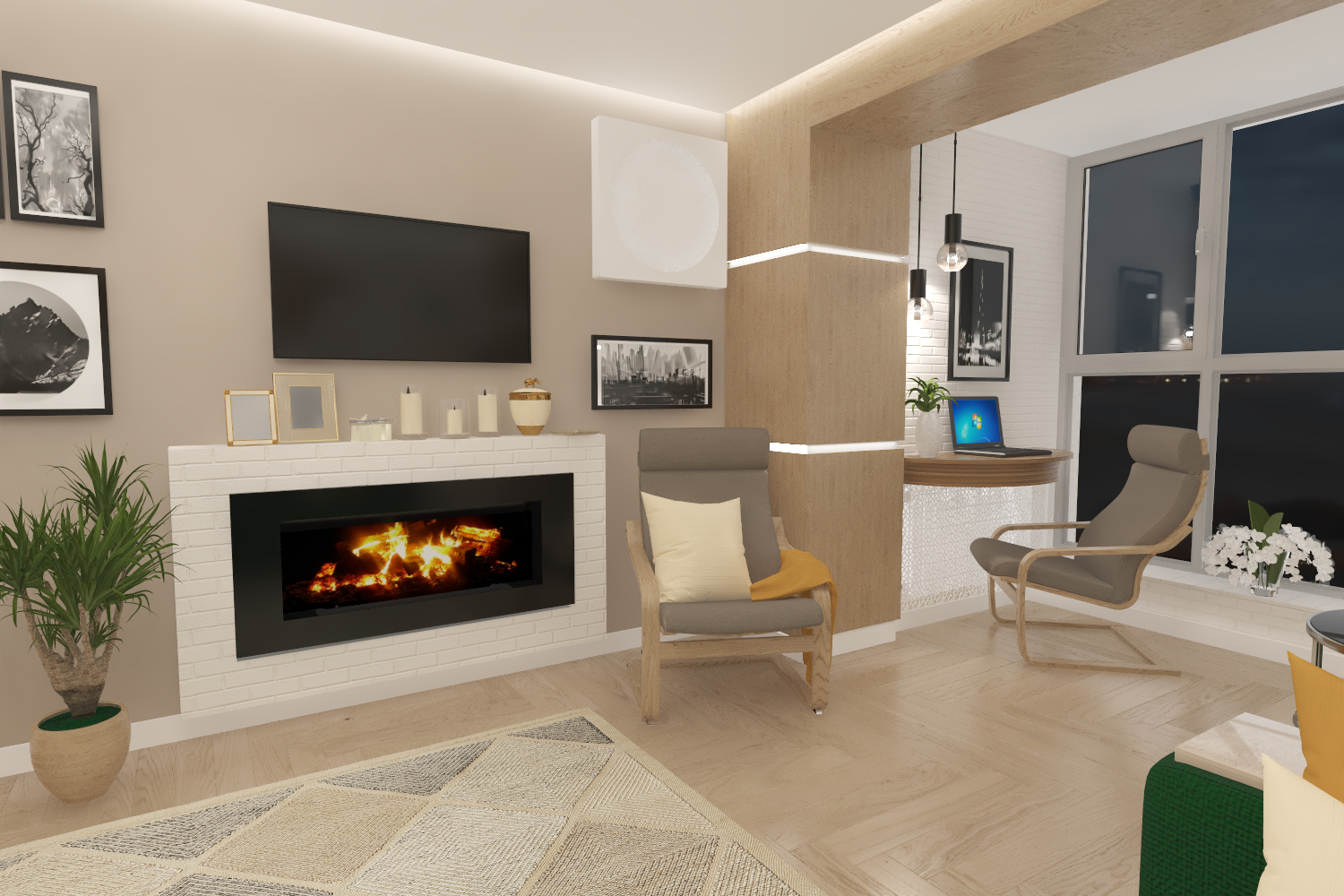 Loft Salonu in 3d max vray 3.0 resim