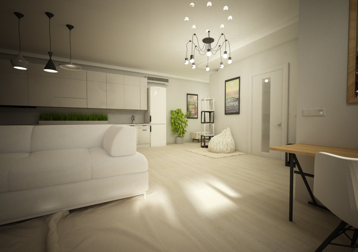 Apartamento-estúdio em Cinema 4d vray imagem