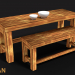 3D Bench Game asset using handpainted textures in Blender cycles render image