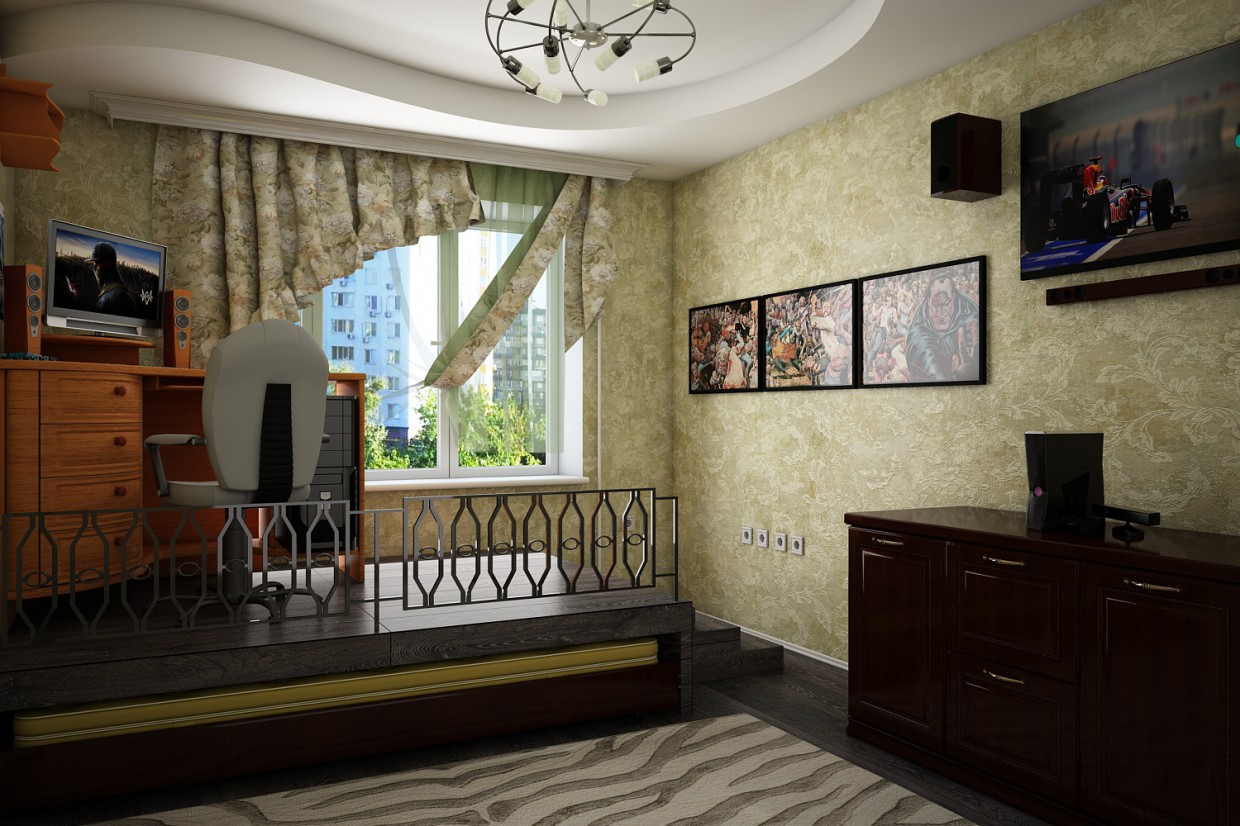 Quarto em odnushke em 3d max vray 3.0 imagem