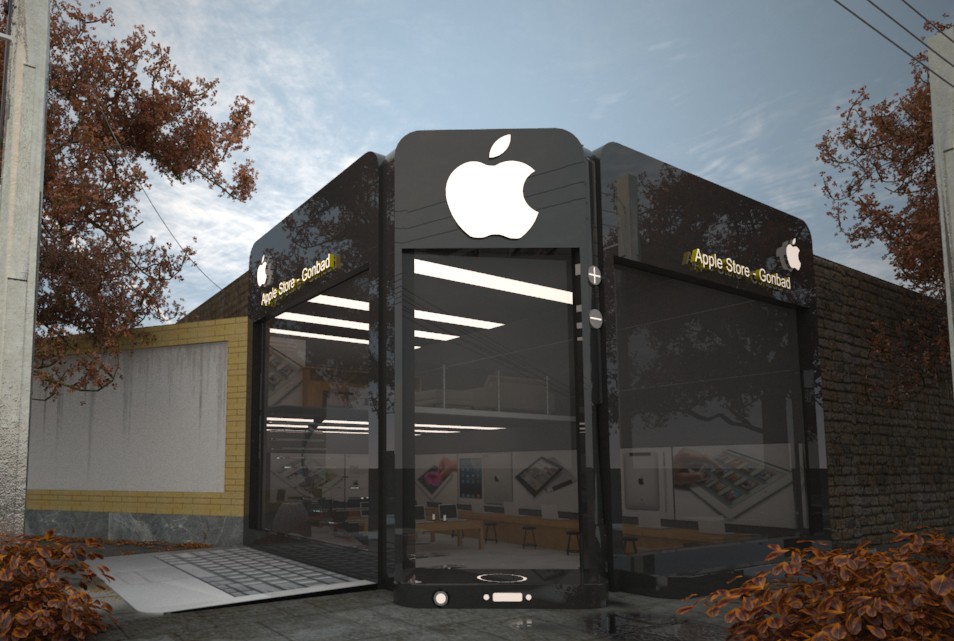 Apple Store in 3d max vray image