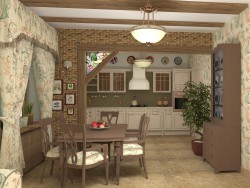 Bir ülke evde oturma-yemek odası