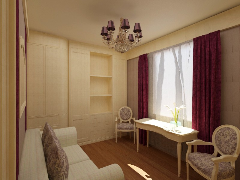 Office and a guest room in 3d max vray image