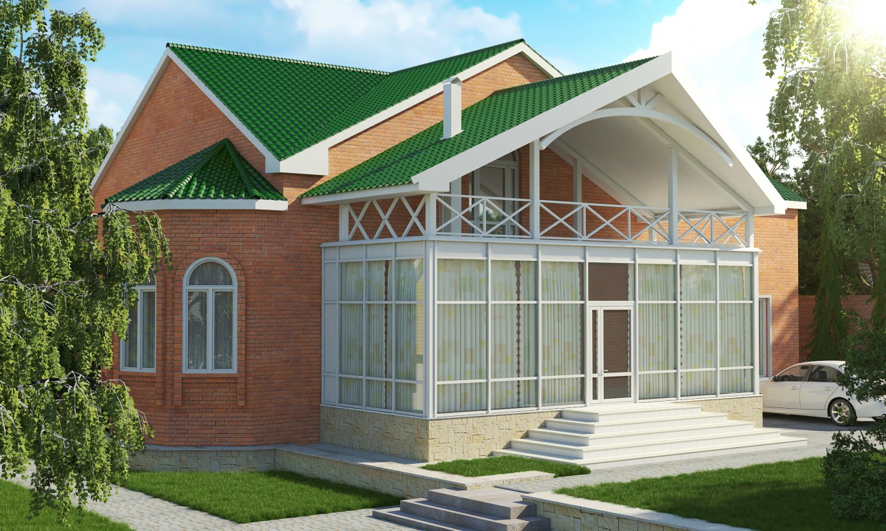 An extension to an existing private home in 3d max vray image