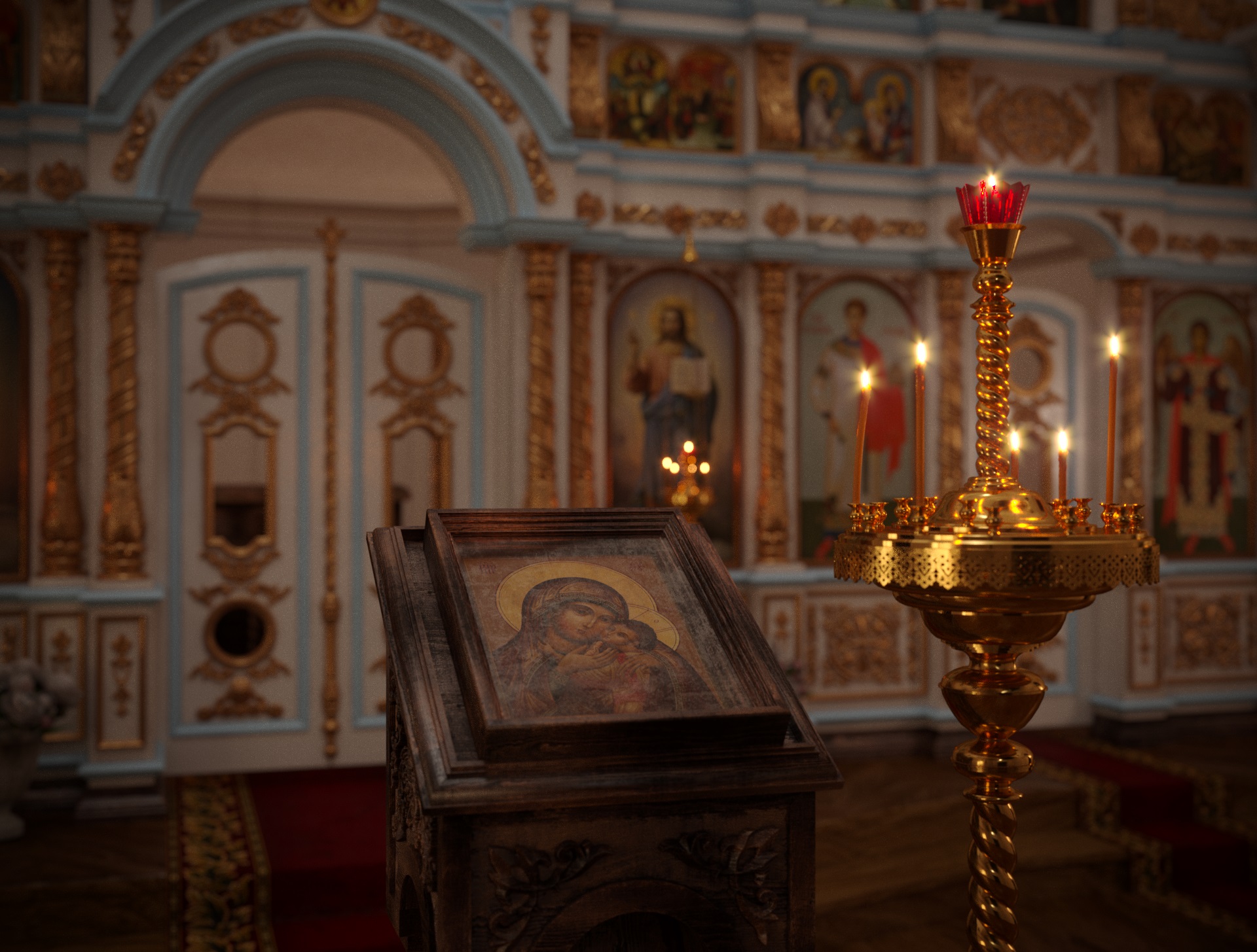 O iconostasis em 3d max corona render imagem