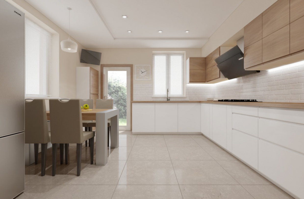 Kitchen interior design in 3d max corona render image