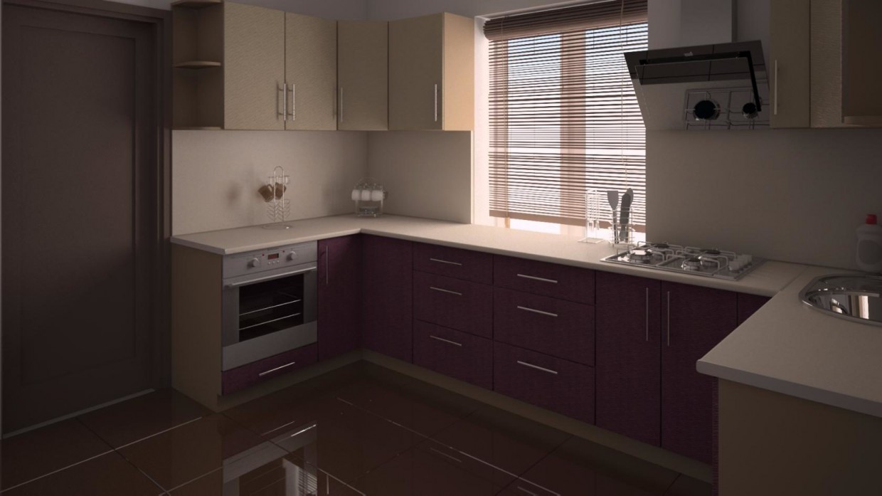 La cuisine dans une petite maison dans 3d max vray 2.5 image