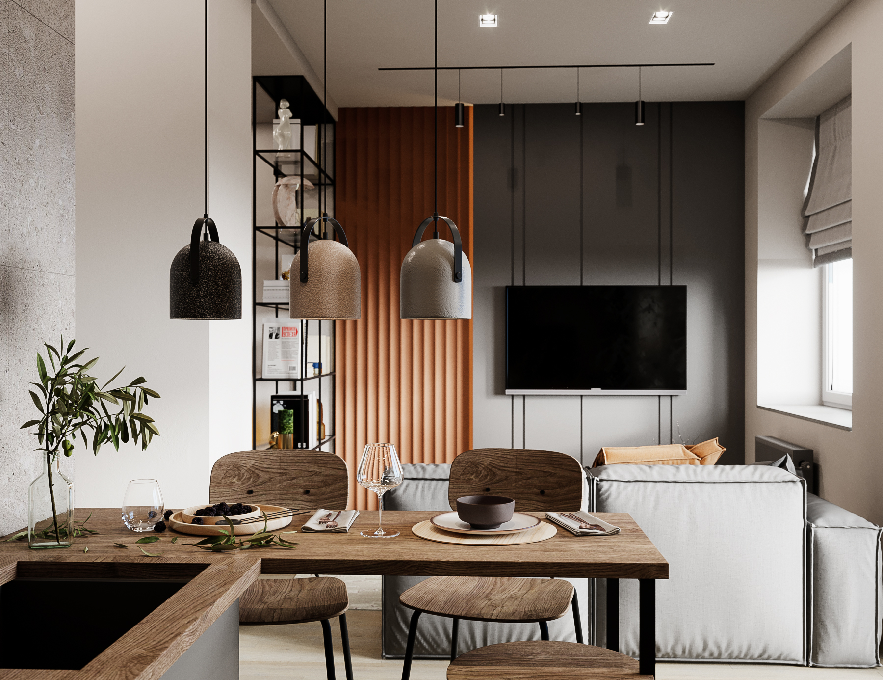 Genç bir çift için stüdyo tasarım görselleştirme in 3d max corona render resim