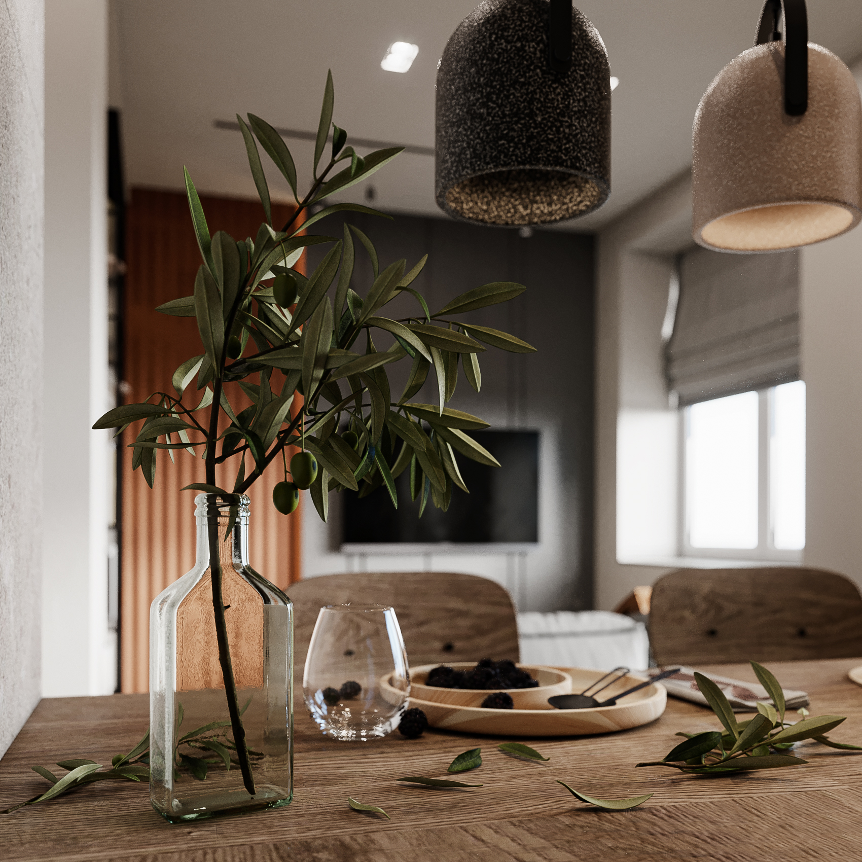 Genç bir çift için stüdyo tasarım görselleştirme in 3d max corona render resim