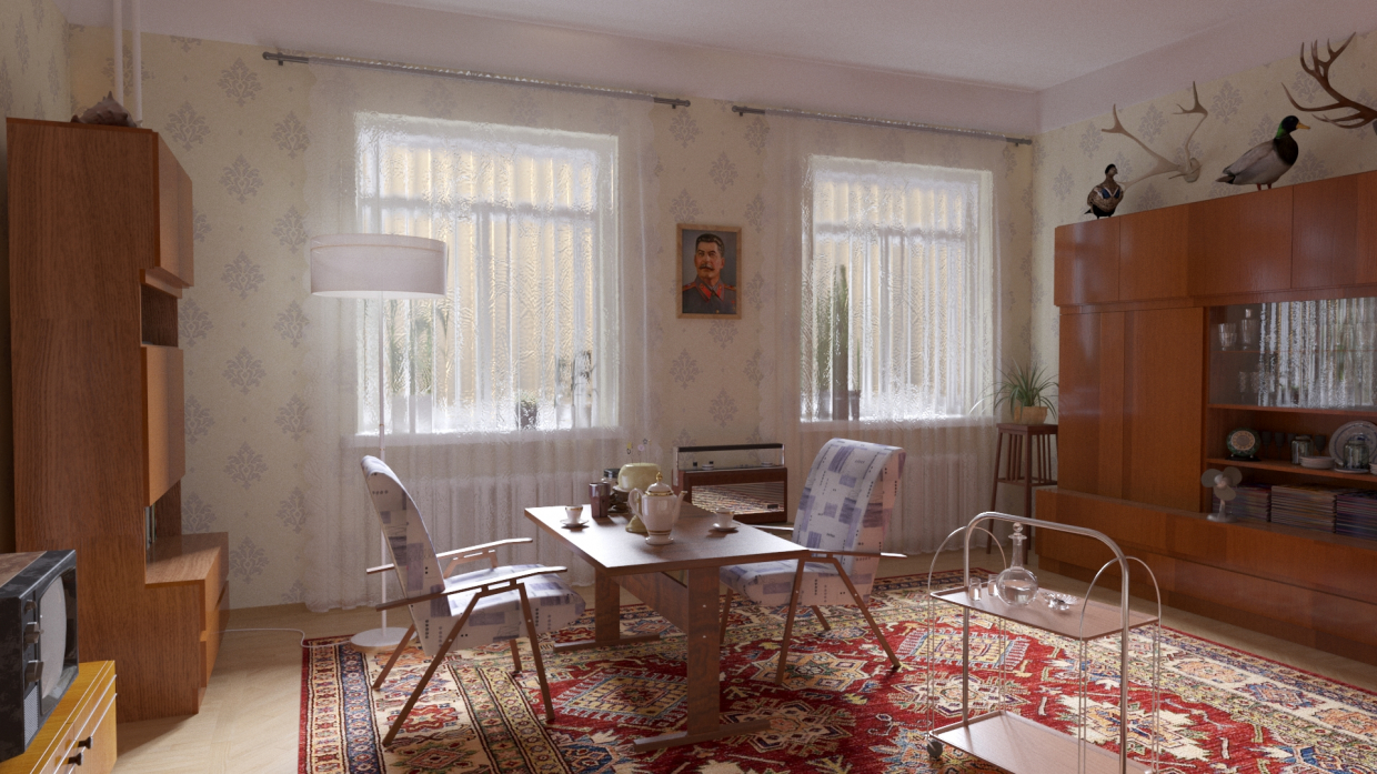 Intérieur soviétique dans 3d max corona render image