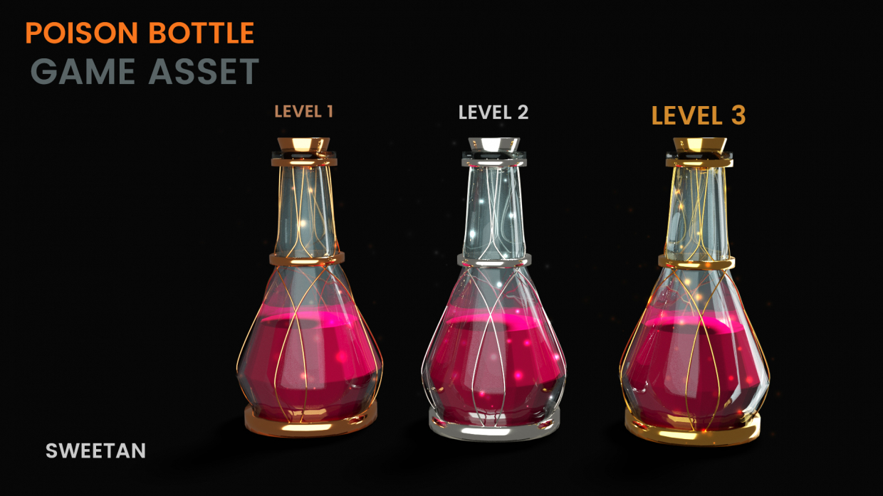 3D Poison Bottle - игровой актив в Blender cycles render изображение