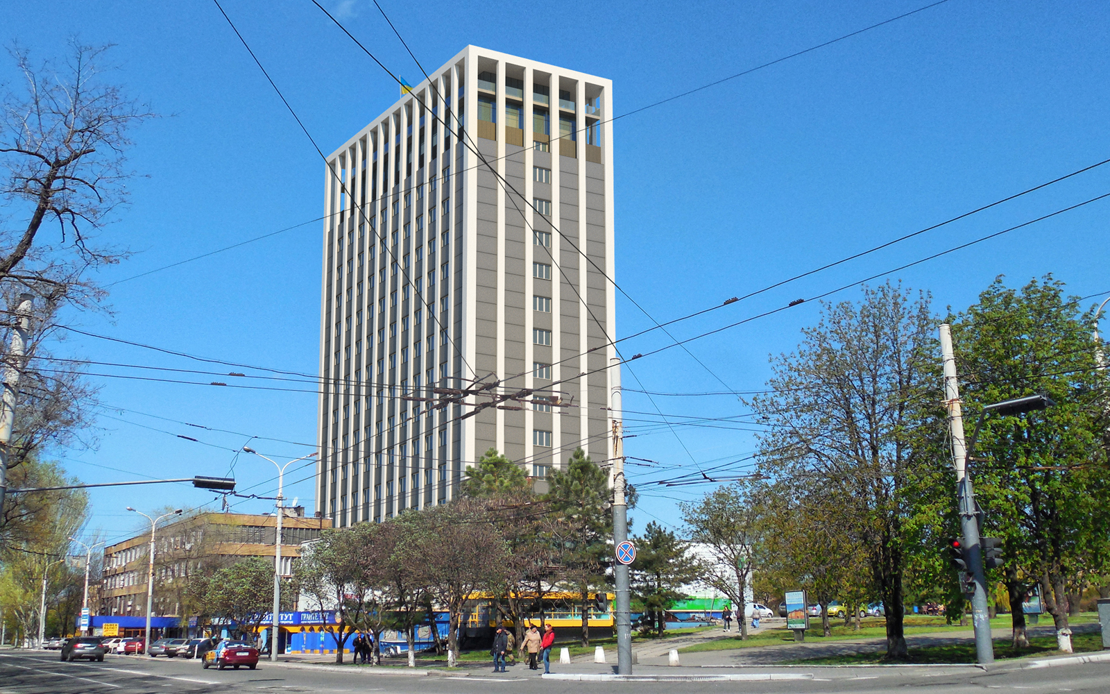 Reconstruction of the building for Business Center in 3d max corona render image