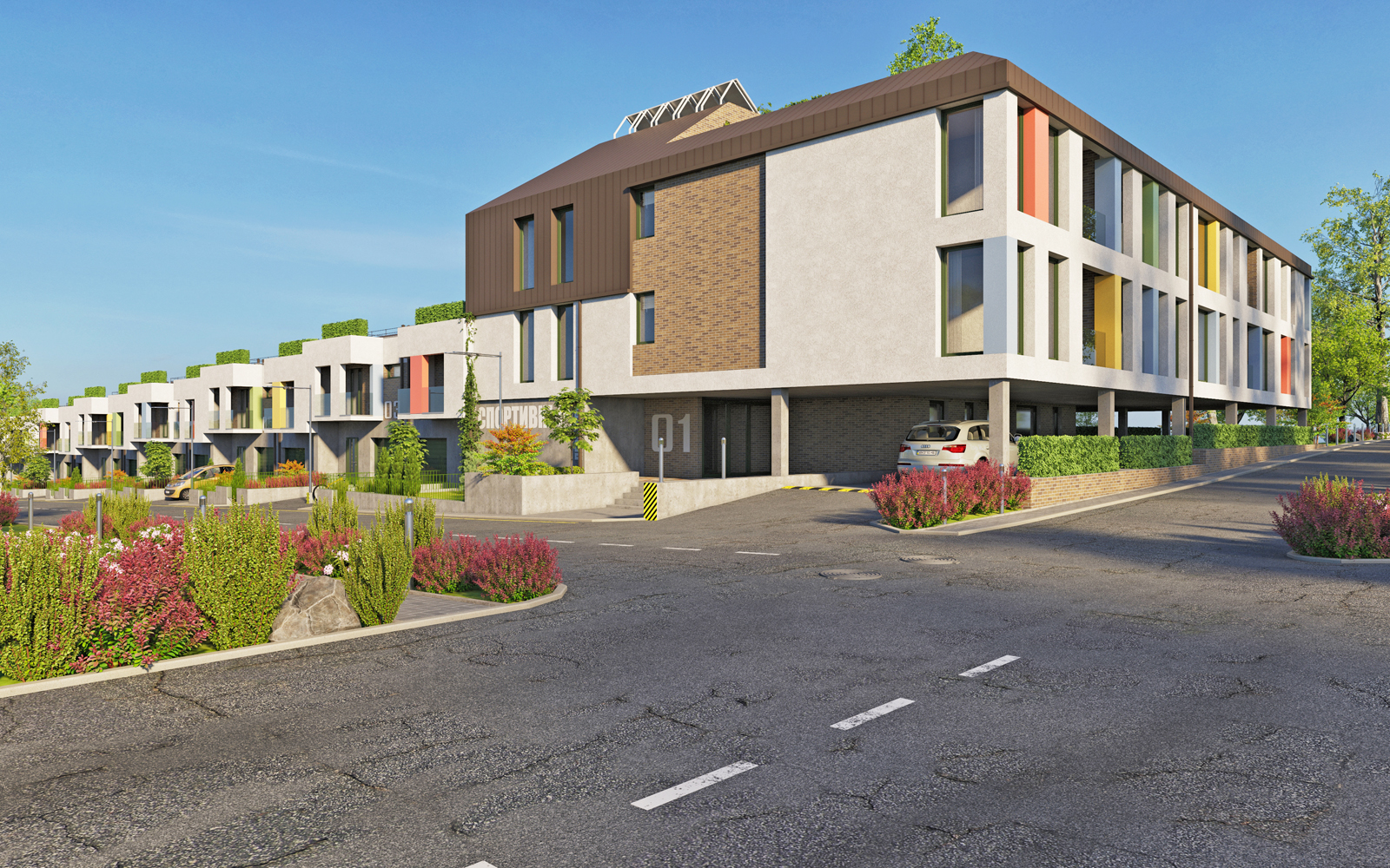 Costruire sulla strada. sportivo in 3d max corona render immagine