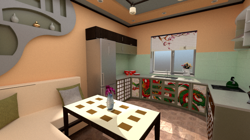 imagen de cocina en SketchUp vray 2.0