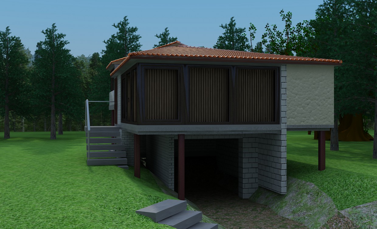 Casa in una foresta in 3d max vray immagine