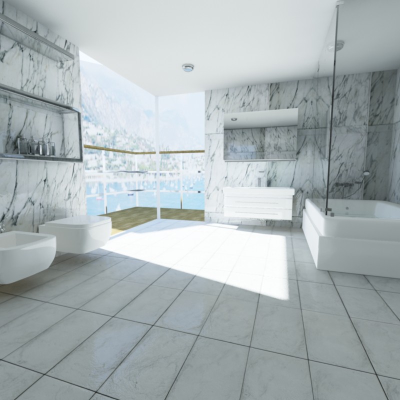 imagen de Cuarto de baño en la habitación del hotel en 3d max mental ray