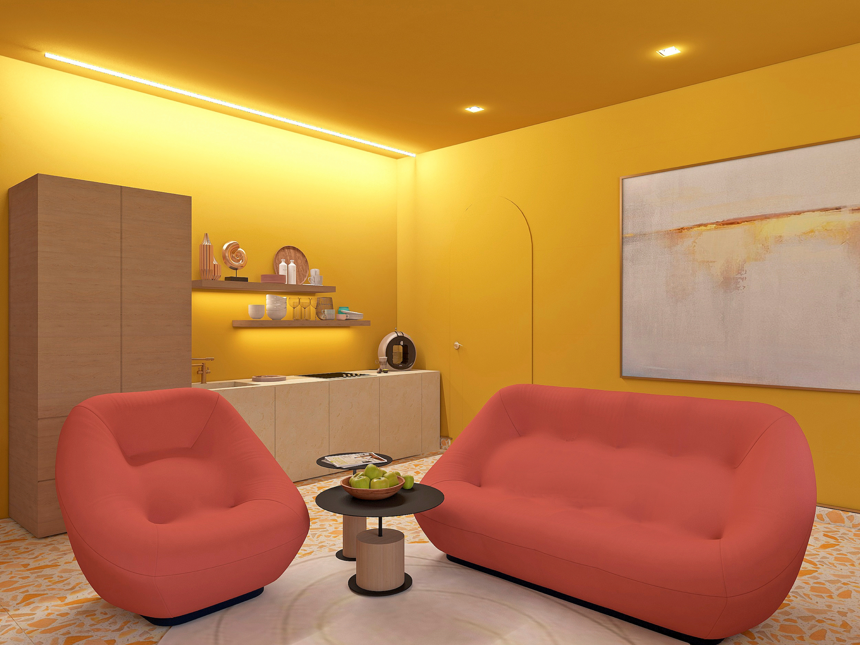 Küche-Wohnzimmer "Auf eigene Faust" in 3d max vray 3.0 Bild