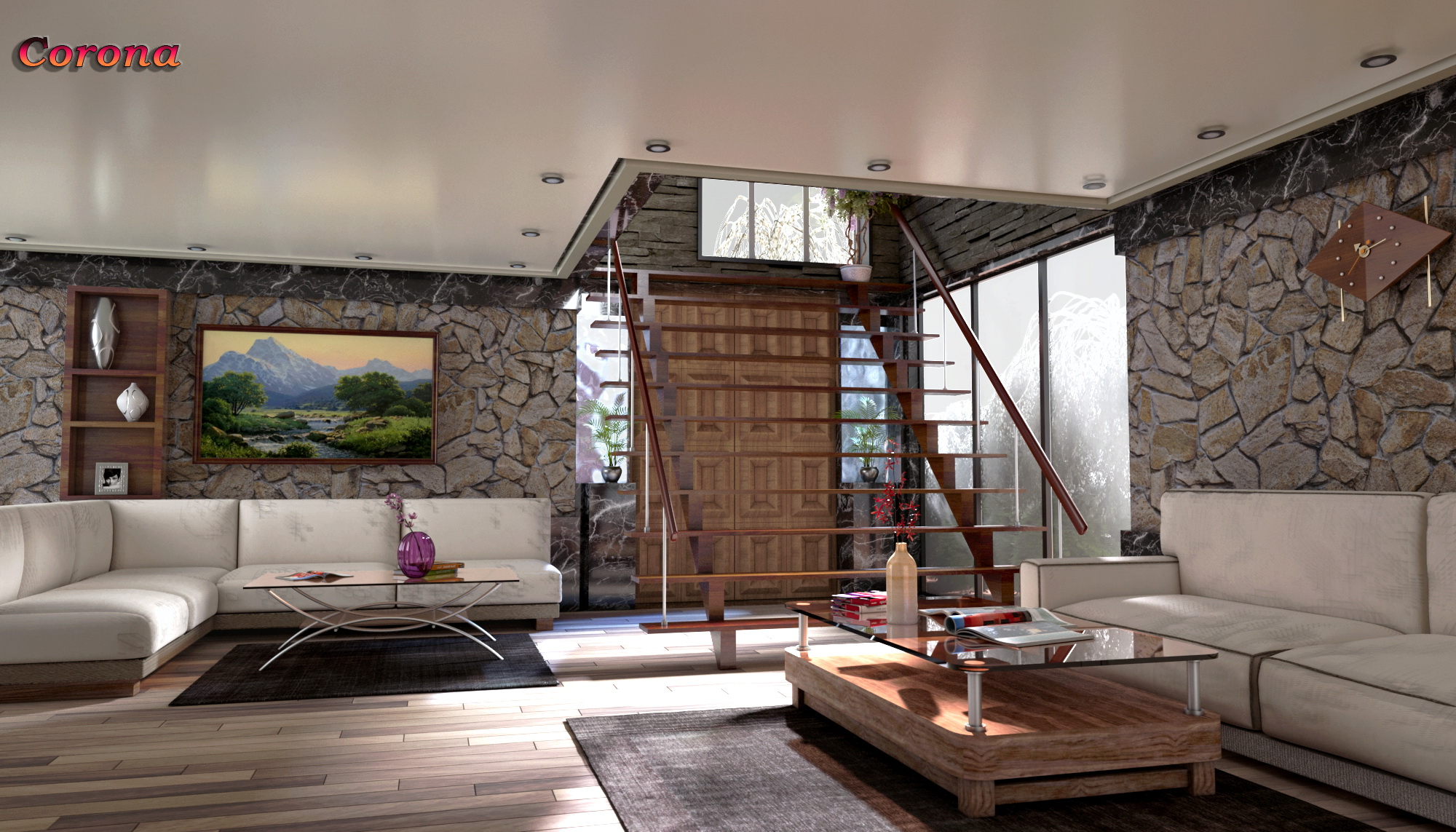 imagen de Sala doble en 3d max corona render