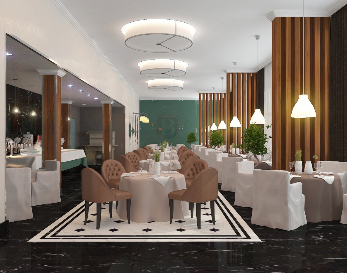 Il ristorante dell'hotel in 3d max vray immagine