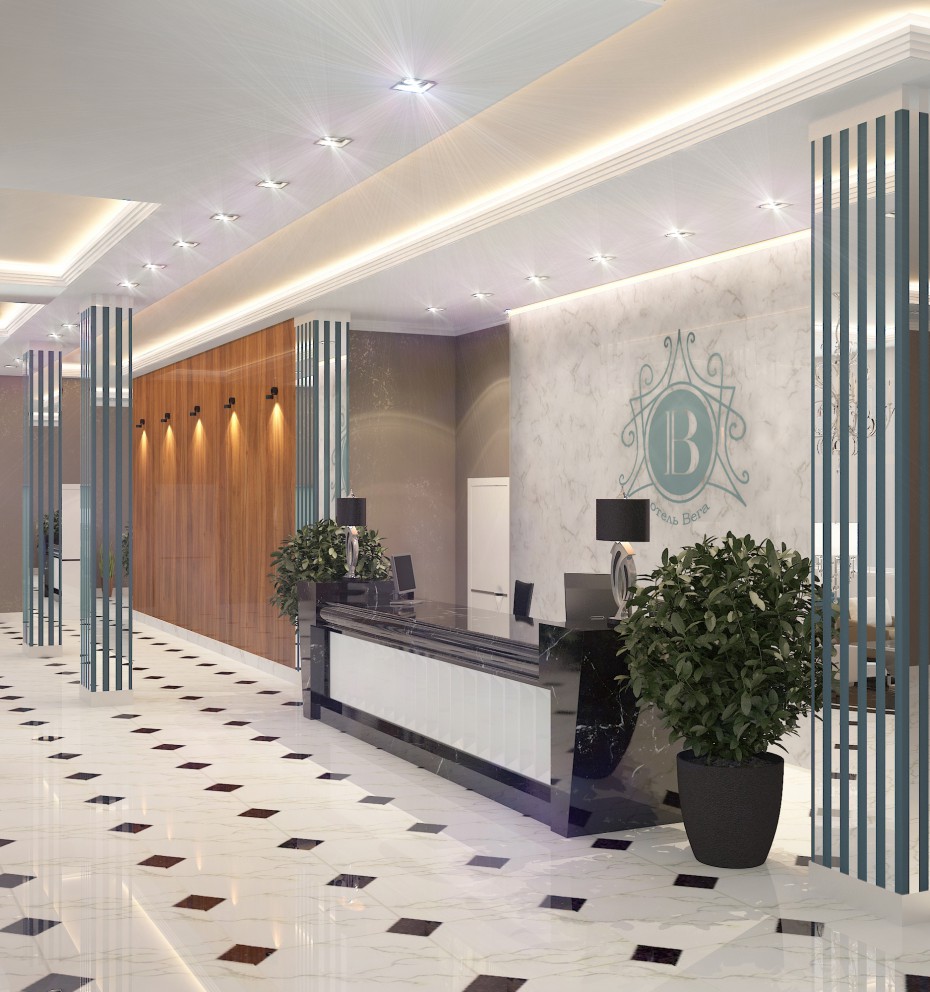 Hotel lobby in 3d max vray image