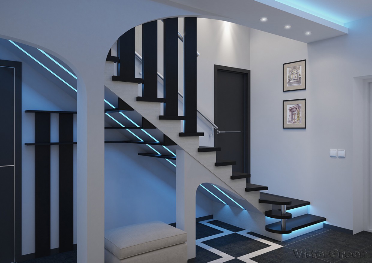 Entrance hall with stairs in 3d max vray 3.0 image