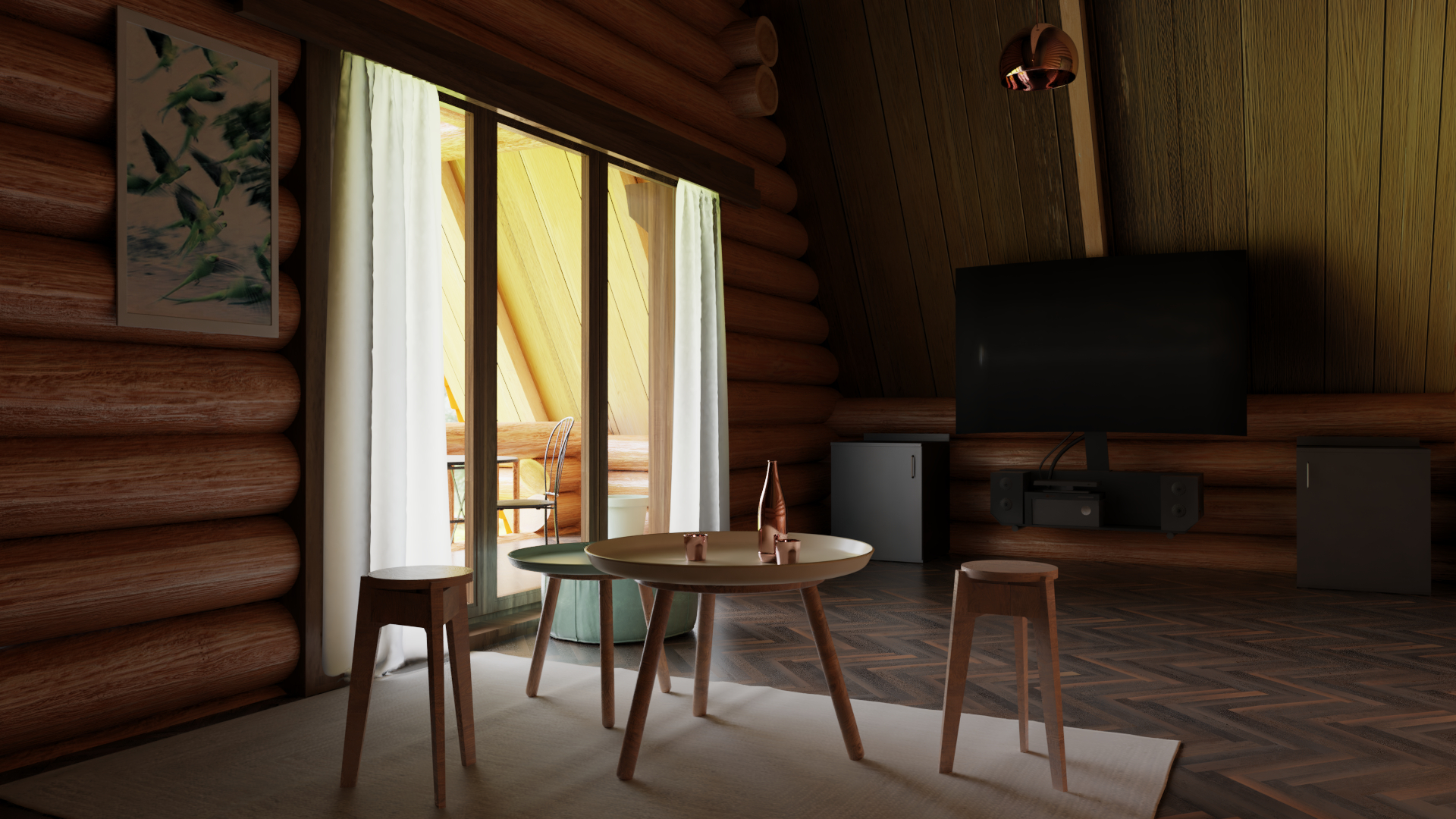 Wooden House in Blender cycles render image